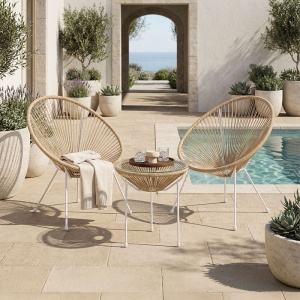 Set 3 piese masa si scaune gradina V3, Acapulco, Natural, 50x50x52 cm