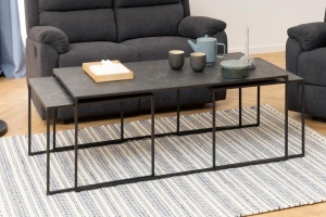Set 3 piese Masute de cafea Infinity, Negru, 48x120x60 cm - Img 3