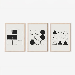 Set 3 tablouri Ellene Negru 33x1.5x48 cm