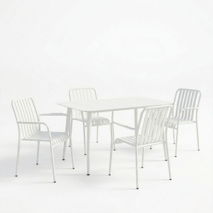 Set 5 masa si scaune gradina, Heven Vista, Alb, 70x120x72 cm - Img 2