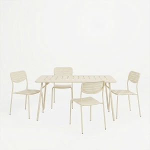 Set 5 masa si scaune gradina, Moraja Deraby, Crem, 80x140x72 cm - Img 2