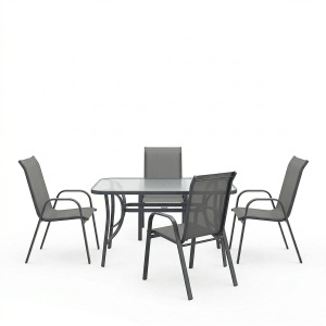 Set 5 piese masa si scaune gradina, Calan, Antracit, 70x120x70 cm - Img 2