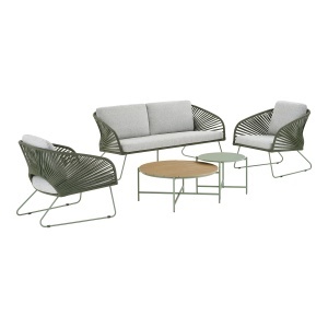 Set 5 piese Mobilier lounge pentru exterior Novella, Gri, 79x71x162 cm - Img 5