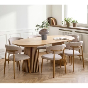 Set 7 piese Masa dining si scaune Osaka, Stejar, 120x120x77 cm - Img 2