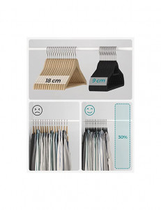 Set de 20 de umerase, Songmics, 43,5 cm, catifea, Negru - Img 6