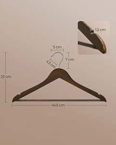 Set de 20 umerase din lemn, Songmics, Maro, 44.5x23x1.2 cm - Img 5