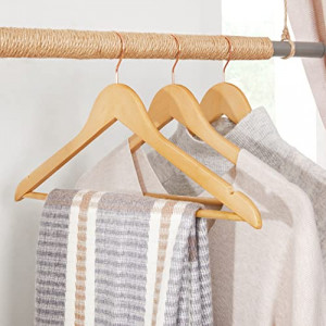 Set de 20 umerase din lemn, Songmics, Natural, 44.5x1.2x23 cm - Img 3
