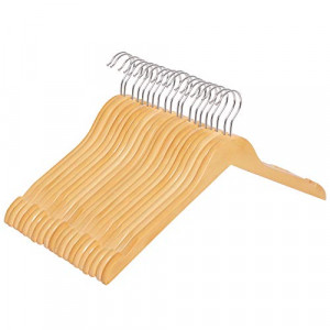 Set de 20 umerase din lemn, Songmics, Natural-Argintiu, 44.5x23x1.2 cm - Img 2