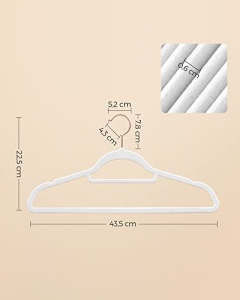 Set de 30 umerase de catifea, Songmics, Alb, 42.7x22x0.6 cm - Img 7