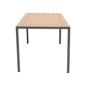 Set de 5 buc masa si scaune de gradina Nares-Azelie C aluminiu antracit si plasa cu plywood culoare naturala 140x80x72.5 cm - Img 10