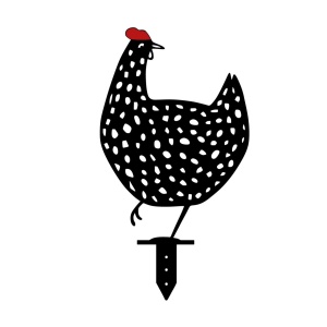 Set de accesorii metalice decorative pentru gradina Chickens Negru 28x26 cm - Img 5