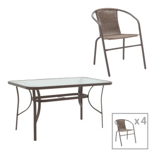 Set dining Ensure-Obbi, Pako World, Metal, Maro, 140x80x70 cm
