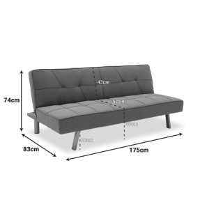 Set dormitor studenti canapea, comoda TV si masuta de cafea, 3 buc, Travis Boho, Antracit, 175x83x74 cm - Img 12