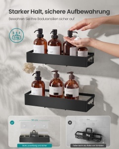 Set etajere baie dus 2 buc Songmics, Parson, Negru, 31.5x12.5x5 cm - Img 5