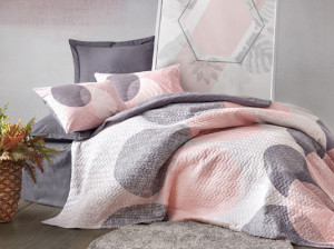 Set Lenjerie si Cuvertura Leron Gri (Bumbac 100%)