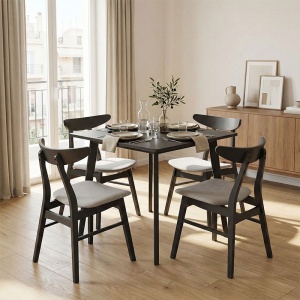 Set Masa si Scaune Benson-Orlean 5 Piese Gri Rustic 80x80x75 cm