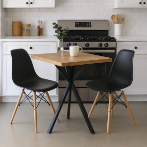 Set masa si scaune dining 3 buc. Julita - Prestone, Stejar, 70x70x82 cm