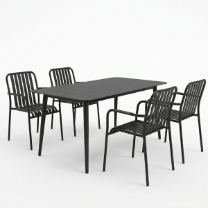 Set masa si scaune dining, 5 buc, Heven Vista, Pako, Negru 120x70x72 cm - Img 2