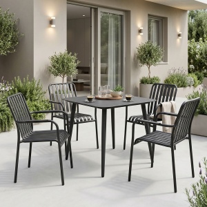 Set masa si scaune dining, 5 buc, Heven Vista, Pako, Negru 80x80x72 cm