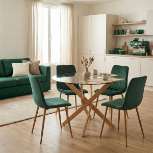 Set masa si scaune dining 5 buc. Noor - Antoro, Verde, 100x100x75 cm