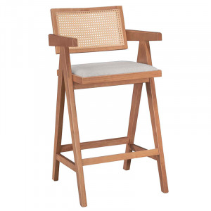 Set masa si scaune pentru sufragerie Winslow Ι set 5 piese lemn de arbore de cauciuc, culoarea nuc deschis 120x45x100cm - Img 3