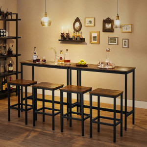 Set Masa si Scaune tip Bar Vasagle, 100x40x90cm/30x40x65cm - Img 3