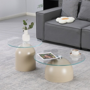 Set masute de cafea, 2 buc, Barel, Pako, Cappuccino 70x70x43 cm