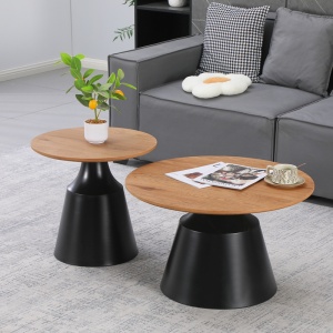 Set masute de cafea, 2 buc, Parquet, Pako, Negru 70x70x39 cm