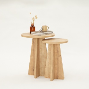Set masute de cafea stivuibile, 2 bucati Mushroom Stejar 40x50x40 cm - Img 4