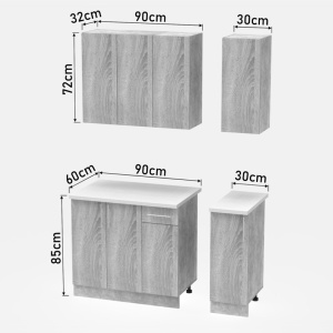 Set mobila bucatarie 4 buc Festa II Pako World Antracit 120x60x85 cm - Img 8
