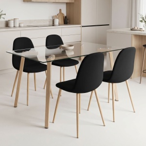 Set mobilier sufragerie 5 piese Bella, Negru, 120x70x75 cm