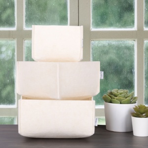 Set organizator de birou din fetru (3 bucati) HMY-6268 Crem 22.5x22.5x10 cm - Img 3