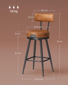 Set scaune de bar Caramel Vasagle 54x54x90.5 cm - Img 5