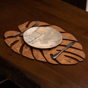 Set suporturi farfurii din lemn (4 bucati) Monstera Nuc 33x45 cm - Img 2