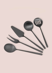 Set ustensile servire 5 bucati CKB0256 Negru 25.5x25.5x3 cm - Img 2