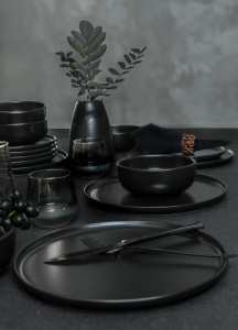 Set veselă din ceramică, 18 bucati X134710 Negru 28x28x2 cm - Img 2