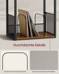 Suport pentru pickup si depozitare viniluri, Mila, Maro, 30x43x69 cm - Img 4