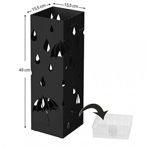 Suport pentru umbrele, Songmics, Negru, 15.5x15.5x49 cm - Img 5