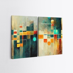 Tablou, 2 bucati 2KNV4318 Multicolor 110x70 cm - Img 2