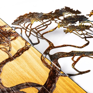 Tablou din lemn si metal Acacia Multicolor 144x70x3 cm - Img 6