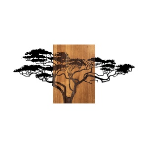 Tablou din lemn si metal Acacia Negru 144x3x70 cm - Img 5
