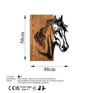 Tablou din lemn si metal Horse Nuc 48x57 cm - Img 7