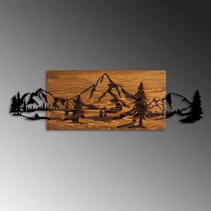 Tablou din lemn si metal Mountain Nuc 29x93 cm - Img 4