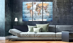 Tablou din plută - Sapphire Travels [Cork Map] 60x40 cm - Img 2
