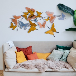 Tablou metalic Butterflies Multicolor 105x8x57 cm - Img 3