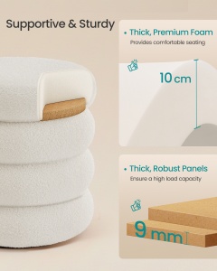 Taburet depozitare otoman boucle Island Alb 43x43x47 cm - Img 4