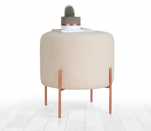 Taburet Monaj Bej deschis rotund 45x47 cm - Img 2