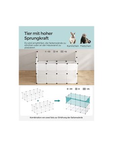 Tarc pentru animale de companie, Songmics, 143 x 73 x 46 cm, LPC02W, Alb - Img 4