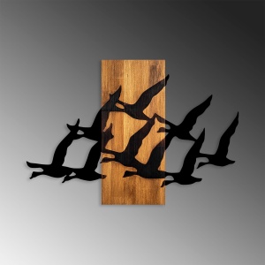 Accesoriu decorativ de perete din lemn si metal Migrant Birds Nuc 58x84 cm - Img 4