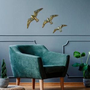 Accesoriu decorativ de perete Flying Seagulls Auriu 30x11x2 cm - Img 2